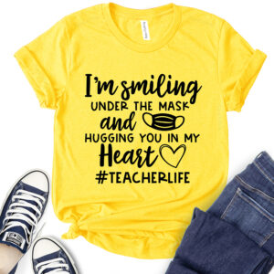 im smiling under my mask t shirt for women yellow