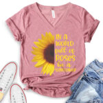 in a world full of roses be a sunflower t shirt v neck for women heather mauve