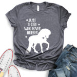 just a girl who loves horses girls western t shirt for women heather dark grey