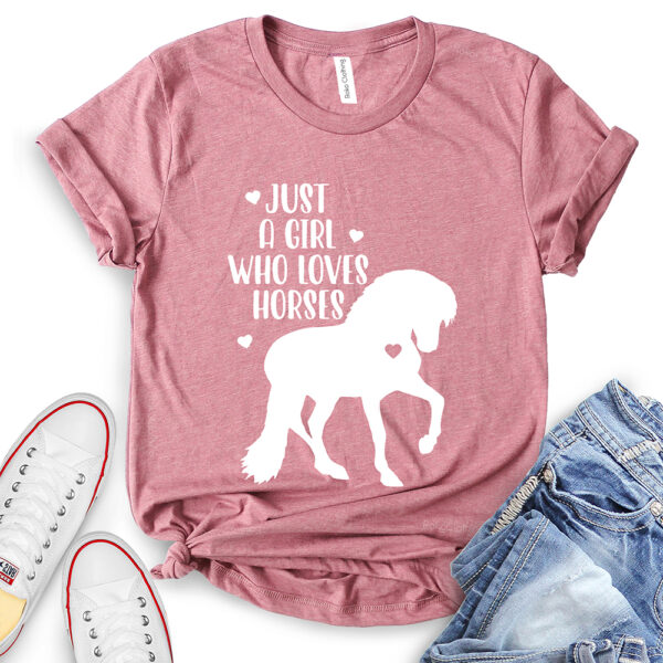 just a girl who loves horses girls western t shirt for women heather mauve
