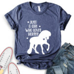 just a girl who loves horses girls western t shirt for women heather navy