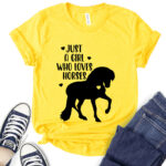 just a girl who loves horses girls western t shirt for women yellow