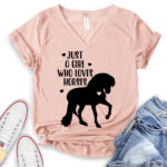 just a girl who loves horses girls western t shirt v neck for women heather peach