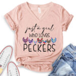 just a girl who loves peckers t shirt v neck for women heather peach