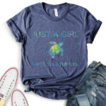 just a girl who loves turtle t shirt for women heather navy