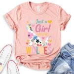 just a girl who loves wolves t shirt heather peach