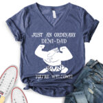 just an ordinary demi dad t shirt v neck for women heather navy