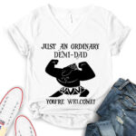 just an ordinary demi dad t shirt v neck for women white
