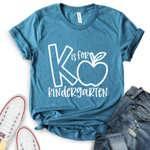 k is for kindergarten t shirt for women heather deep teal