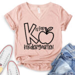k is for kindergarten t shirt v neck for women heather peach