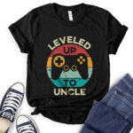 leveled up to uncle gamer t shirt for women black