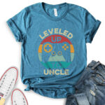 leveled up to uncle gamer t shirt for women heather deep teal