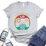 leveled up to uncle gamer t shirt for women heather light grey