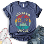 leveled up to uncle gamer t shirt for women heather navy