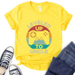 leveled up to uncle gamer t shirt for women yellow