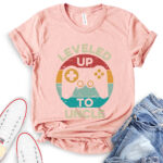 leveled up to uncle gamer t shirt heather peach