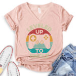 leveled up to uncle gamer t shirt v neck for women heather peach