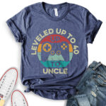 leveled up to uncle t shirt heather navy