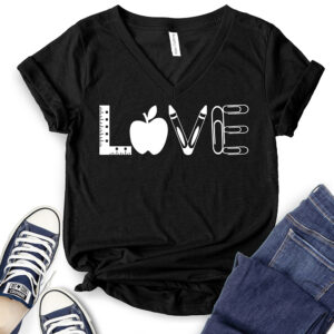 Love Teacher T-Shirt V-Neck for Women 2