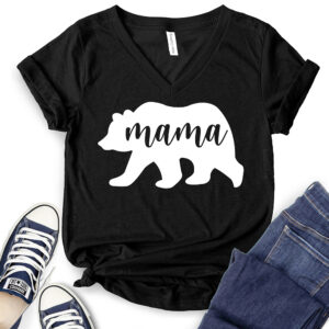 Mama Bear T-Shirt V-Neck for Women 2