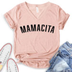 mamacita t shirt v neck for women heather peach