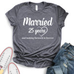 married 25 years t shirt for women heather dark grey