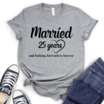 married 25 years t shirt for women heather light grey