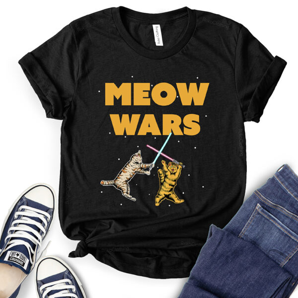meow wars t shirt black