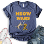 meow wars t shirt for women heather navy