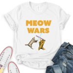 meow wars t shirt for women white