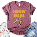 meow wars t shirt heather maroon