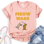 meow wars t shirt heather peach