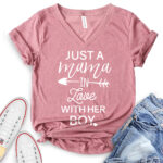 mom in love t shirt v neck for women heather mauve