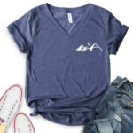 mountains t shirt v neck for women heather navy