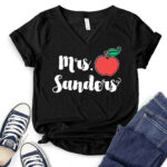 mrs-sanders-apple-t-shirt-v-neck-for-women-black