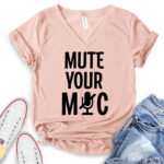 mute your mic t shirt v neck for women heather peach