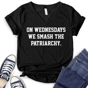 On Wednesdays We Smash The Patriarchy T-Shirt V-Neck for Women 2