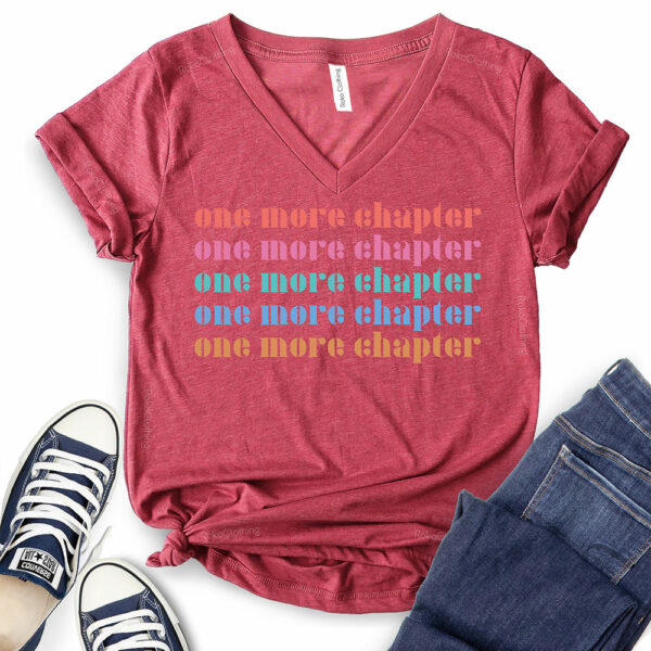 one more chapter t shirt v neck for women heather cardinal