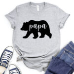 papa bear t shirt for women heather light grey