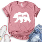 papa bear t shirt for women heather mauve