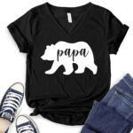 papa bear t shirt v neck for women black