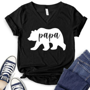 Papa Bear T-Shirt V-Neck for Women 2