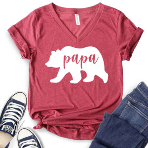 Papa Bear T-Shirt V-Neck for Women