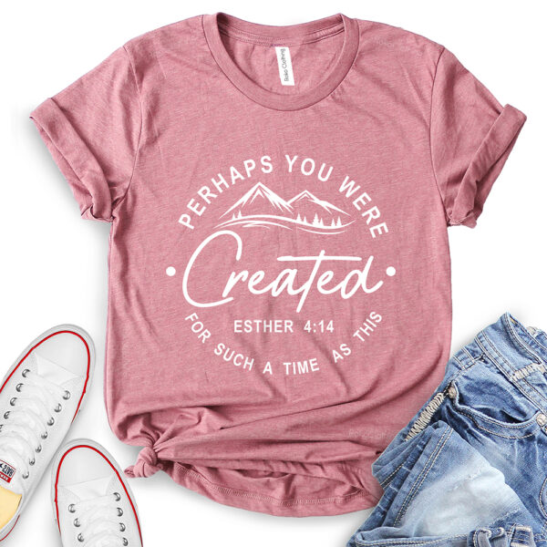 perhaps you were created for such a time as this t shirt for women heather mauve