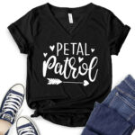 petal patrol flower girl t shirt v neck for women black