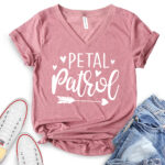 petal patrol flower girl t shirt v neck for women heather mauve