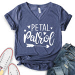 petal patrol flower girl t shirt v neck for women heather navy