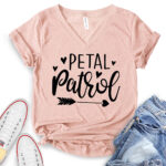 petal patrol flower girl t shirt v neck for women heather peach