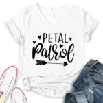 petal patrol flower girl t shirt v neck for women white