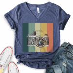 photography t shirt v neck for women heather navy